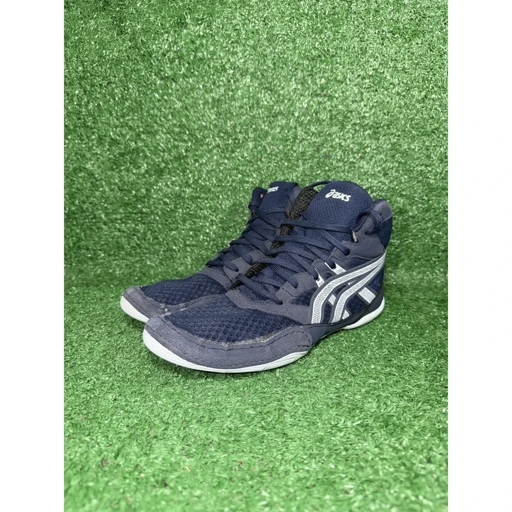 ASICS Mens Snap Down Wrestling Shoes 1084A014 Blue White Lace Up Sneakers Size 6